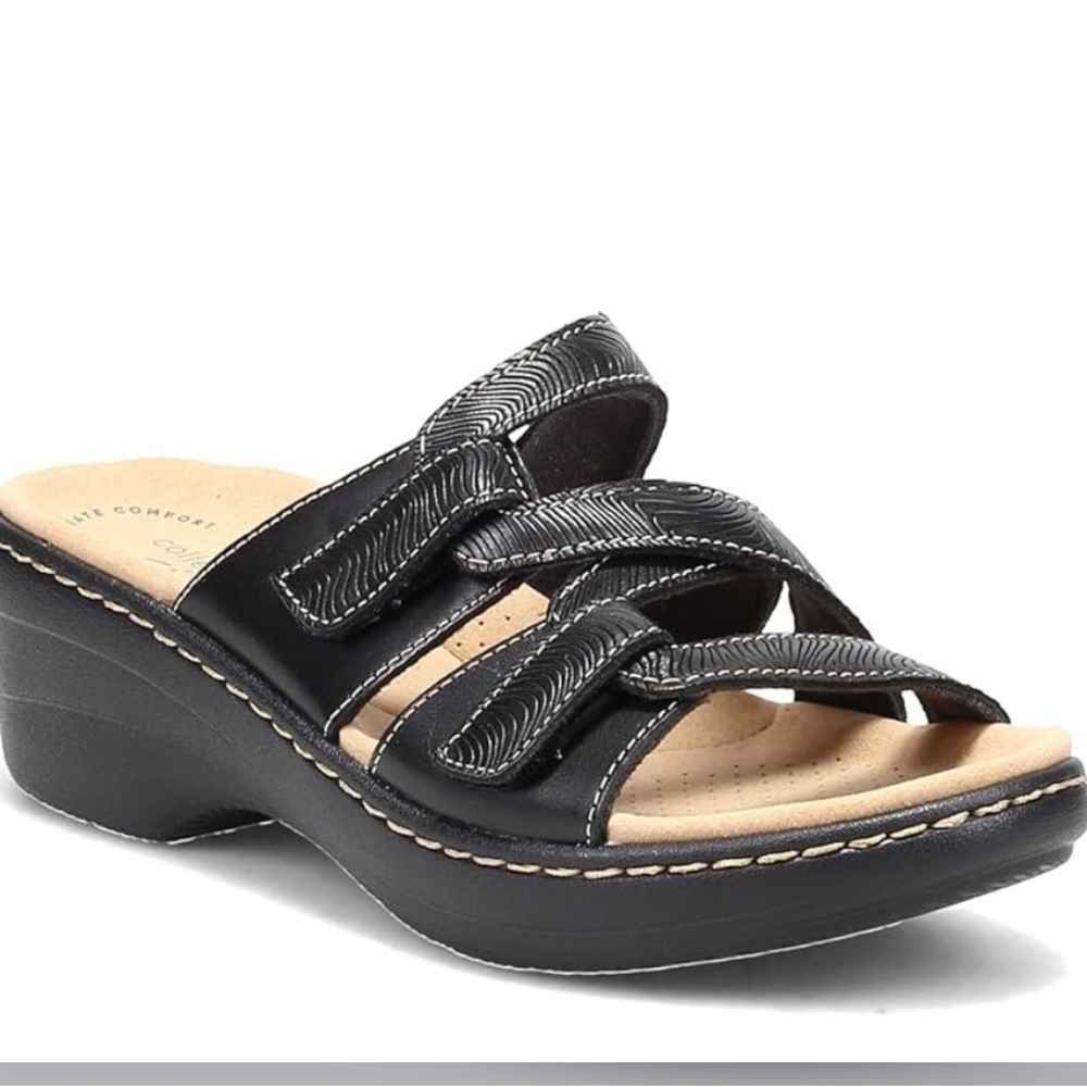 Sz 9 Clarks Black Merliah Karli Sandals NWOB Adjustable Straps
